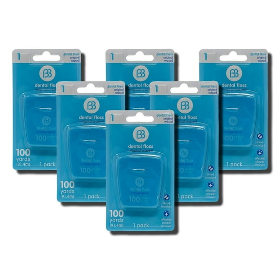 6 Pack Brush Buddies Waxed Dental Floss Each 100 yd (91.4 m)