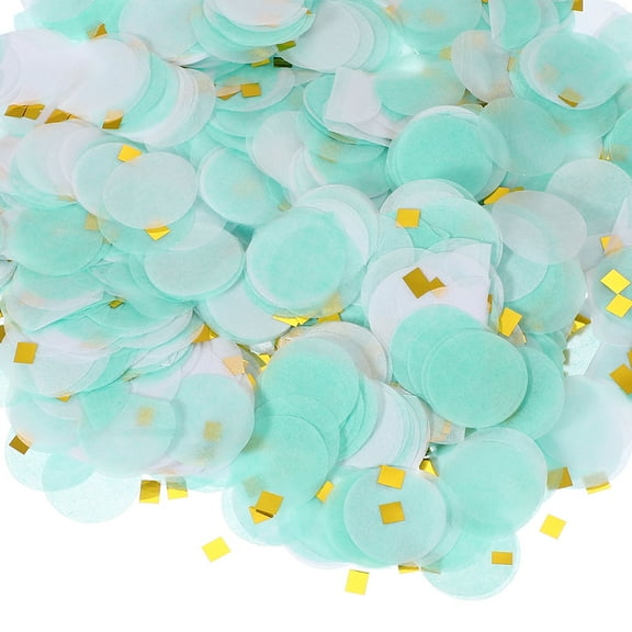 Uxcell Round Tissue Paper Confetti 28 Inch, Table Wedding Confetti Circle Dots(1.76 oz),Turquoise/White/Gold