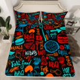 thumbnail image 2 of Homewish Chic Graffiti Artwork Full Size Sheets, Yummy Fast Food Bed Sheets, Teens Kids Boys Girls Sheet Sets, Super Cozy Room Decor, 4 Pieces, 2 of 7