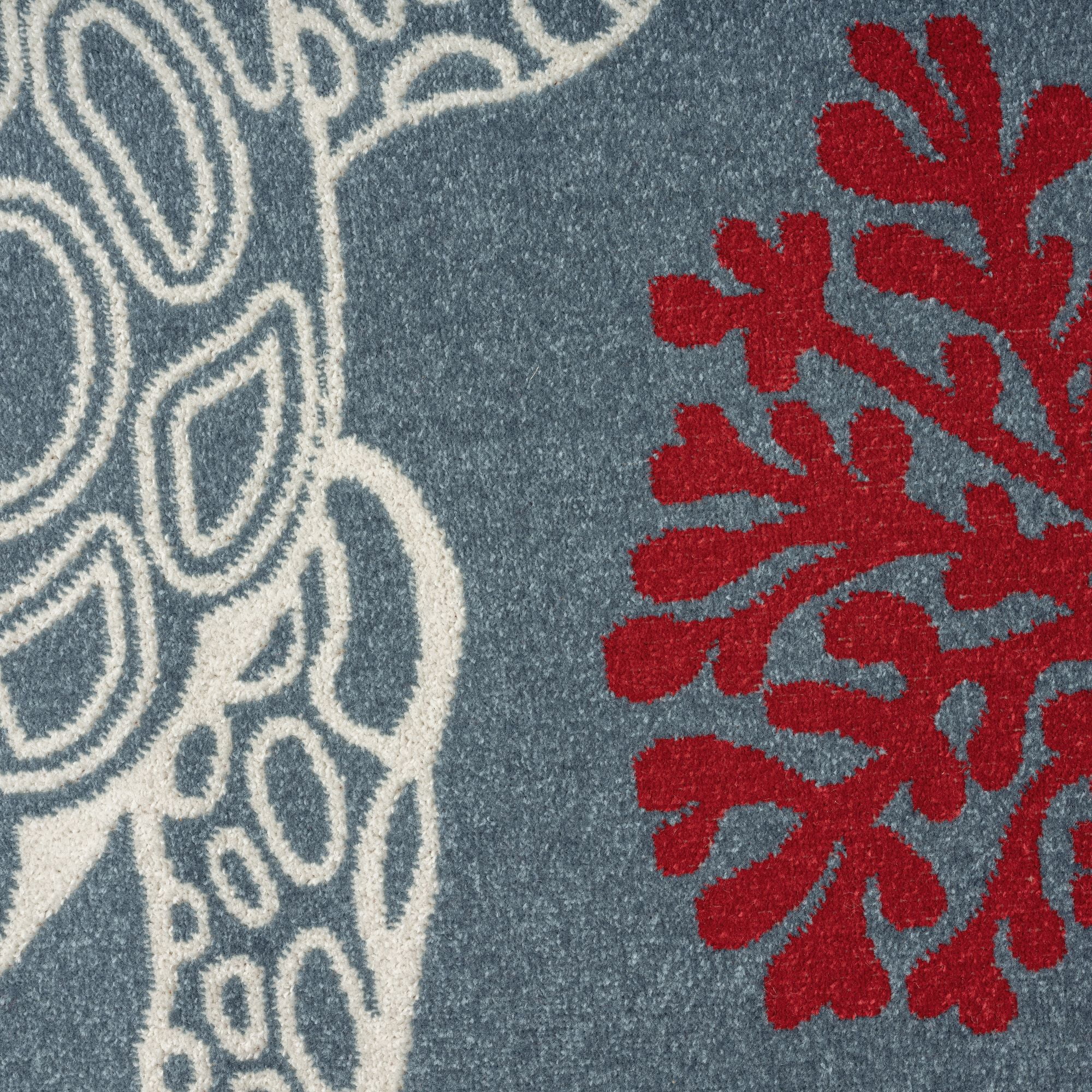 Home Dynamix Marine Sea Turtle Coastal Animal Indoor/Outdoor Area Rug, Navy Blue/Ivory , 5'2"x7'2"
