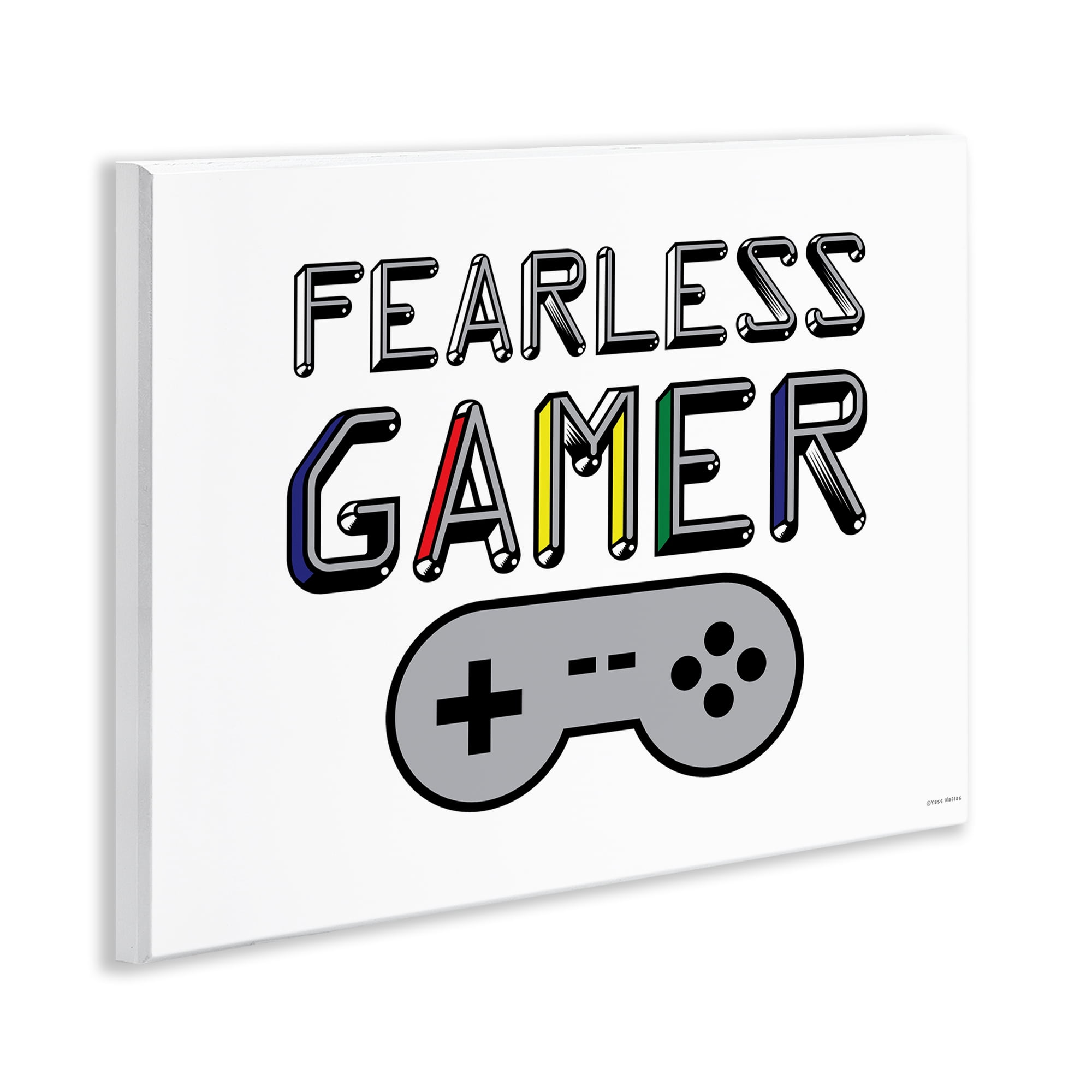 Stupell Industries Fearless Gamer Retro Wall Plaque Art, design by Yass Naffas Designs