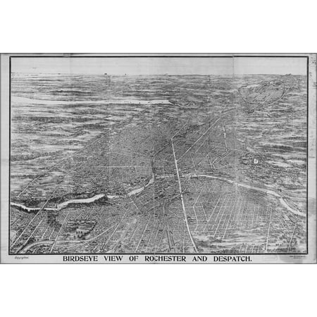 24"x36" Gallery Poster, birdseye map Rochester & Despatch new york 1910