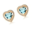 thumbnail image 4 of 18k Yellow Gold Halo Heart Aquamarine Stud Earrings Plated by Paris Jewelry, 4 of 4