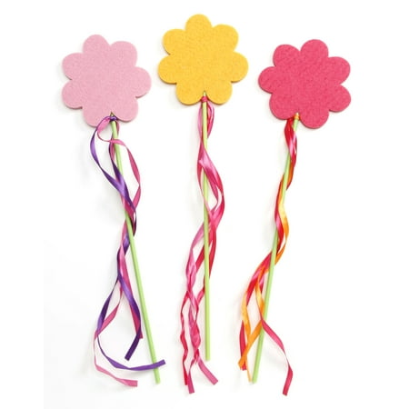 - Felt Flower Wand With Streamers 3Ast