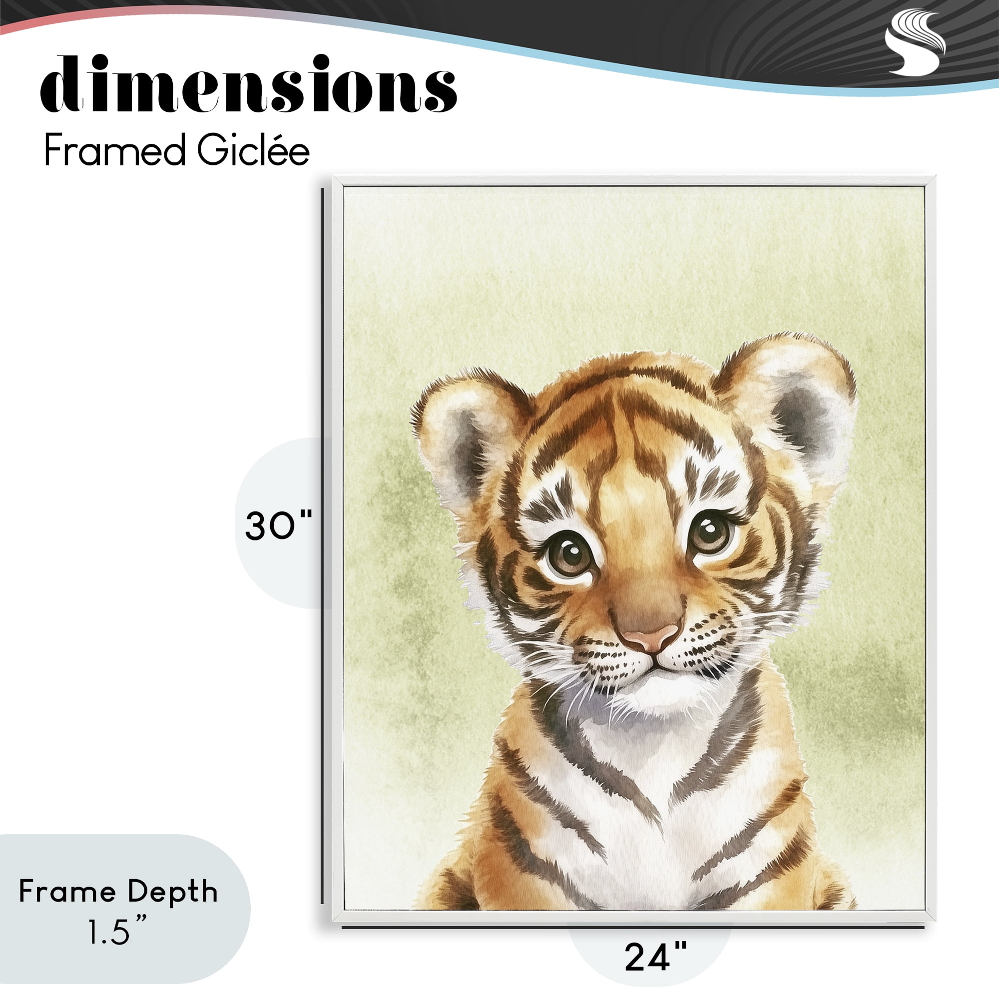 Stupell Industries Jungle Friends Baby Tiger White Framed Giclee Art, design by Christine Simpson Art