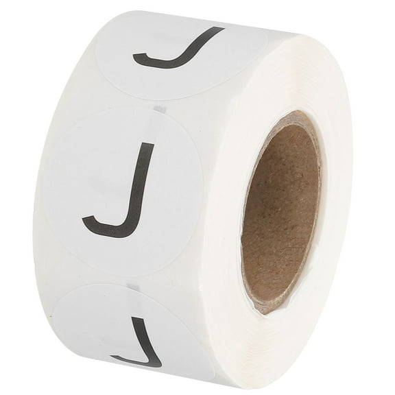 Uxcell Letter J Inventory Labels, 1 Inch Capital Letter Stickers Self Adhesive Round Dots Labels (1Roll/Total 500Pcs)