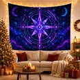 thumbnail image 3 of Glowing Star Compass Scene with Moons and Planets, Serene Digital Art for Astrology Fans, Wall Decor, Housewarming Gift, Tapestry Wall Hanging for Bedroom and Meditation Room, 3 of 7
