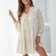 thumbnail image 3 of Vestido floral de verano Ticfox Con botones delanteros Cuello en V, 3 of 6