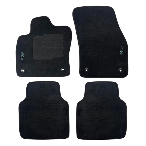 Carpet Floor Mats for 2018 to 2024 Volkswagen Tiguan with Heel Pad and Safety Locks - Front and Rear - Black - ecoMats