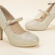 thumbnail image 5 of Zapatos IDIFU Gold Glitter Mary Jane Tacones de aguja para mujer, 5 of 6