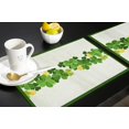 thumbnail image 5 of St. Patrick''s Day Lucky Clover Indoor Placemats Set of 6, Green Shamrock, Non-Slip/Wipe Clean Linen Dining Table Mat Set, Heat-Resistant Table Liner For Holiday/Party/Outdoor, Table Decoration, 5 of 6