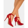 thumbnail image 4 of Yunkctuk Womens High Heels Bow Tie Back Sexy Stiletto Ankle Strap Wedding Dress Pumps Shoes, 4 of 7