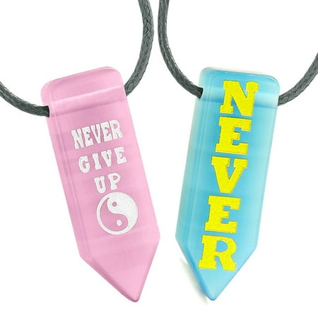 Never Give Up Amulets Love Couples Best Friends Yin Yang Pink Blue Simulated Cats Eye Arrowhead