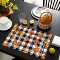 thumbnail image 4 of Fall Pumpkins and Leaves Buffalo Plaid Summer Placemats Table Placemats Set Of 4-Linen Kitchen Washable Placemats Table Mats 12"x18" Non-Slip Heat Resistant, 4 of 6