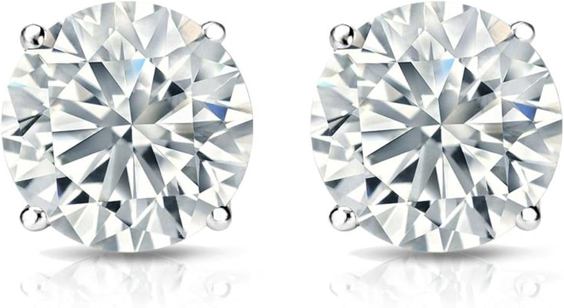 Unique Moments Lab Grown Round Cut Diamond 4 Ctw Stud Earrings in 14K White Gold, Jewelry for Women