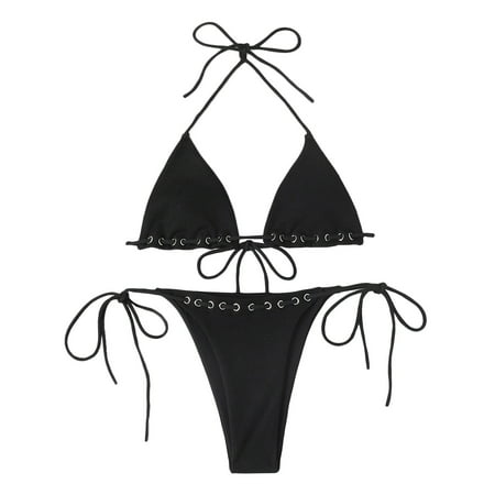 

Qufokar Shapewear Bathing Suits for Women Long Torso Swimsuit Halter Style Stock Drop Bandage Push Up Bra Women S Bikini Set Solid Swimsuit Set Beachwear Triangle Bikini Set Sports Bra Swimsuit Top