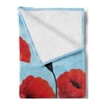 thumbnail image 2 of Poppy Flower Soft Flannel Fleece Throw Blanket, Digitally Generated Floral Graphic with Grass and Fileds, Cozy Plush for Indoor and Outdoor Use, 60" x 80", Vermilion Charcoal Grey, by Ambesonne, 2 of 5