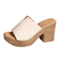thumbnail image 6 of Dakaela Women's Chunky Heeled Sandal Leather Platform Wedge Slides Arch Support Dress Slip on Pumps, 6 of 7