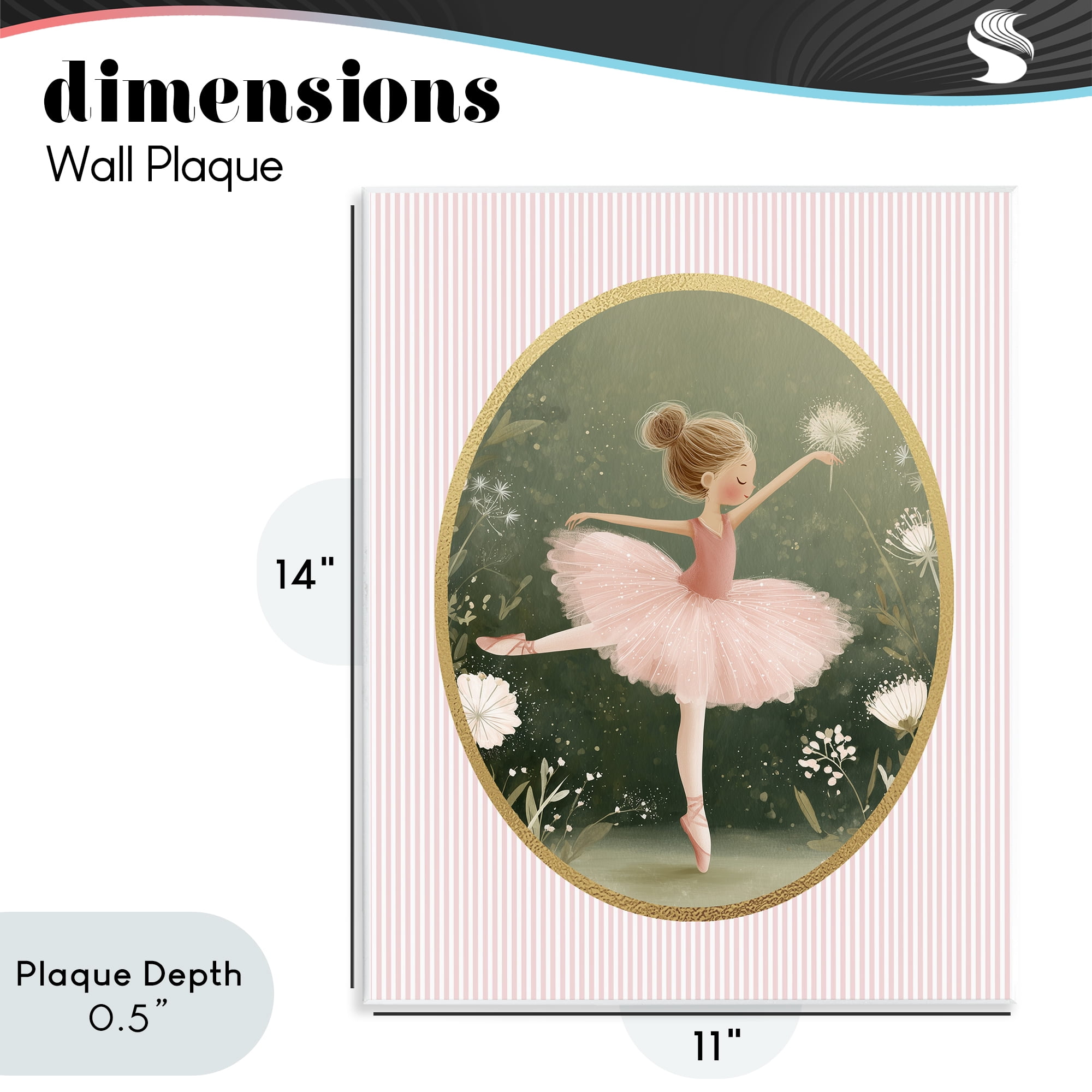 Stupell Industries Green & Pink Ballerina Wall Plaque Art, design by Christine Simpson Art