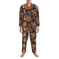 thumbnail image 4 of Mens Pajamas Set - Tribal Fox Butterfly Comfy Long Sleeve Button Up Pajama Sets for Men 2 Piece, Soft Sleepwear Nightwear Pjs Lounge Sets for Men with Pockets, 4 of 5