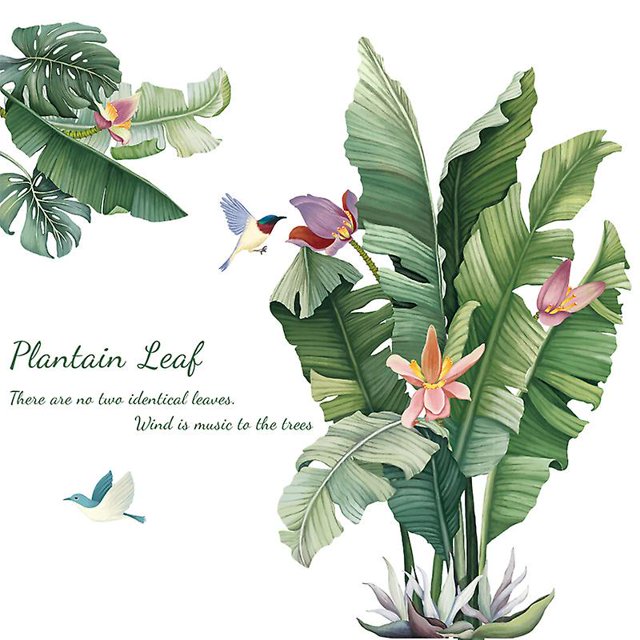 Green Banana Leafs Plant Pegatinas de pared removibles Calcomanías Inicio Afortunado Sencillez