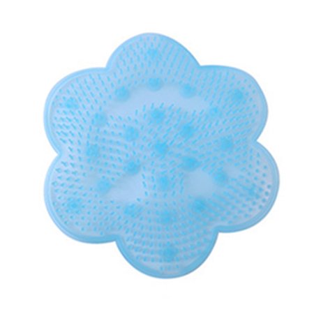 55cm Round Silicone Non\-Slip Shower Massage Mat Home Hotel Bathroom PVC Drain Holes Suction Cups Floor Lazy Massage Foot Pad 1pc blue 23*29CM