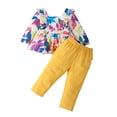 thumbnail image 3 of EGNMCR Round-Neck Tank Top Sets Toddler Kids Girls Maple Leaf Print Ruffle Costume Princess Tops+Pants Outfits Girl Set, 3 of 9