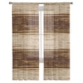 thumbnail image 3 of Brown Retro Wood Grain Rustic Sheer Voile Curtains For Bedroom Living Room Kitchen Luxury Tulle Organza Curtains Window Drapes, 3 of 7
