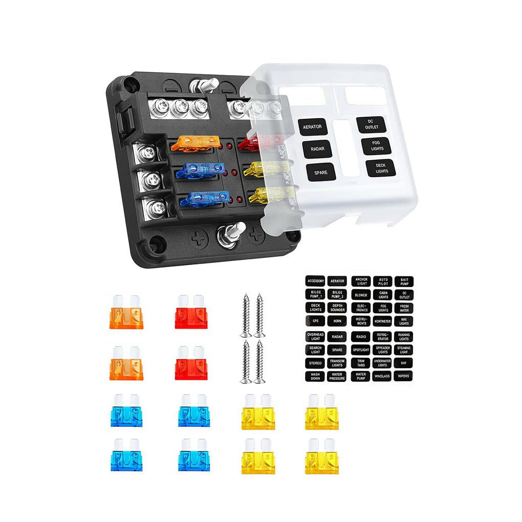 Jygee 19pcs 1 in 6 out Screw Connection Type Fuse Box Automobile