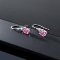 thumbnail image 5 of Gem Stone King 10K White Gold Pink Moissanite and E-F Lab Grown Diamond Dangle Earrings for Women (2.89 Cttw, Gemstone Birthstone, Oval 8x6mm), 5 of 5