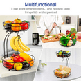 thumbnail image 4 of Auledio 2 Tier Detachable Fruit basket with Banana Hanger, Fruit Bowl for Kitchen Counter, Hanging Storage Baskets for Organizing（Black）, 4 of 7