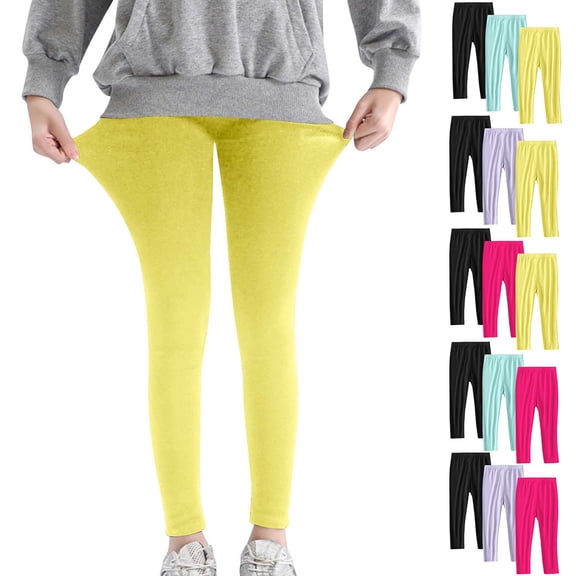 CLOISE Leggings for Boys Girls 3 Pack Full Length Tights Stretchy Skinny Yoga Pants Solid Seamless Workout Bottoms