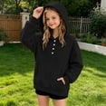 thumbnail image 2 of fatyb Boys Girls Half Button Hoodies with Pocket Casual Long Sleeve Pullover Hooded Sweatshirt for Kids, 2 of 6