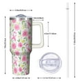 thumbnail image 2 of Pink Breast Cancer and Pioneer Flower Tumbler with Handle and Lid,40oz Double Wall Vacuum Insulated Tumbler,Cups Gift for Women and Men, 2 of 7