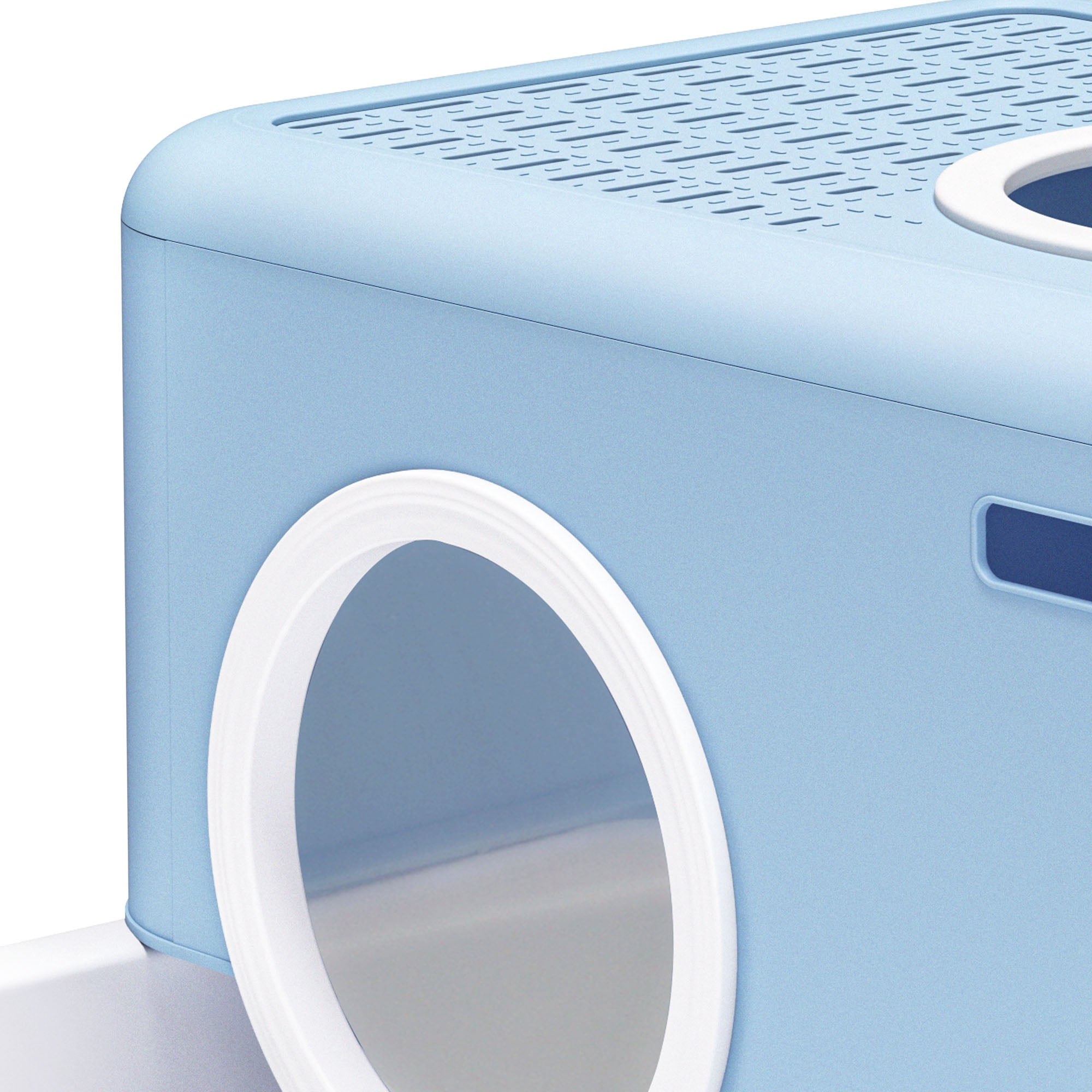 Uforic Large Enclosed Cat Litter Box with Lid Drawer Type Easy to Clean,Blue