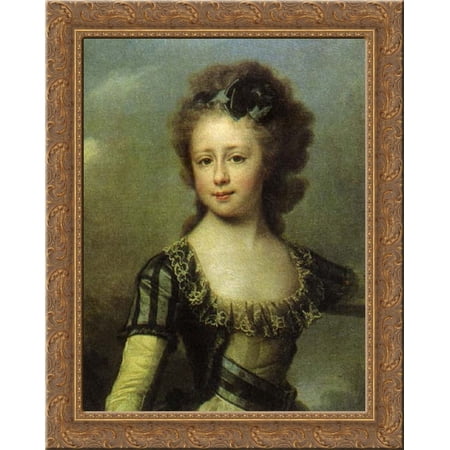Maria Pavlovna 24x20 Gold Ornate Wood Framed Canvas Art by Dmitry Levitzky
