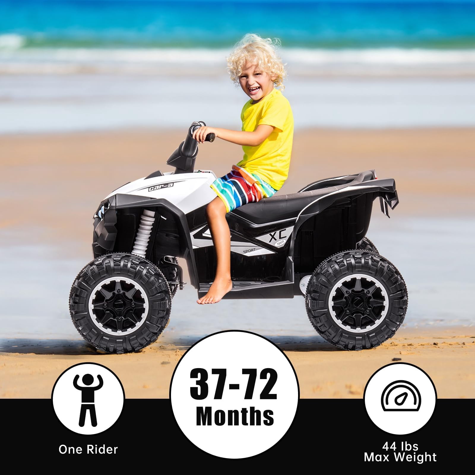 Accreate Battery Powered 12V Kids Electric ATV, Dual Motor 4-Wheeler with Parent Remote, Music Dashboard, 1.9–3.1 MPH, 7AH, Shock Absorber, Front Lights, for Children Ages 3–8, 40–60 Min Run Time