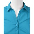 thumbnail image 4 of DOUBLJU Women's Slim Fit Plain Classic Short Sleeve Button Down Collar Shirt Blouse, 4 of 5