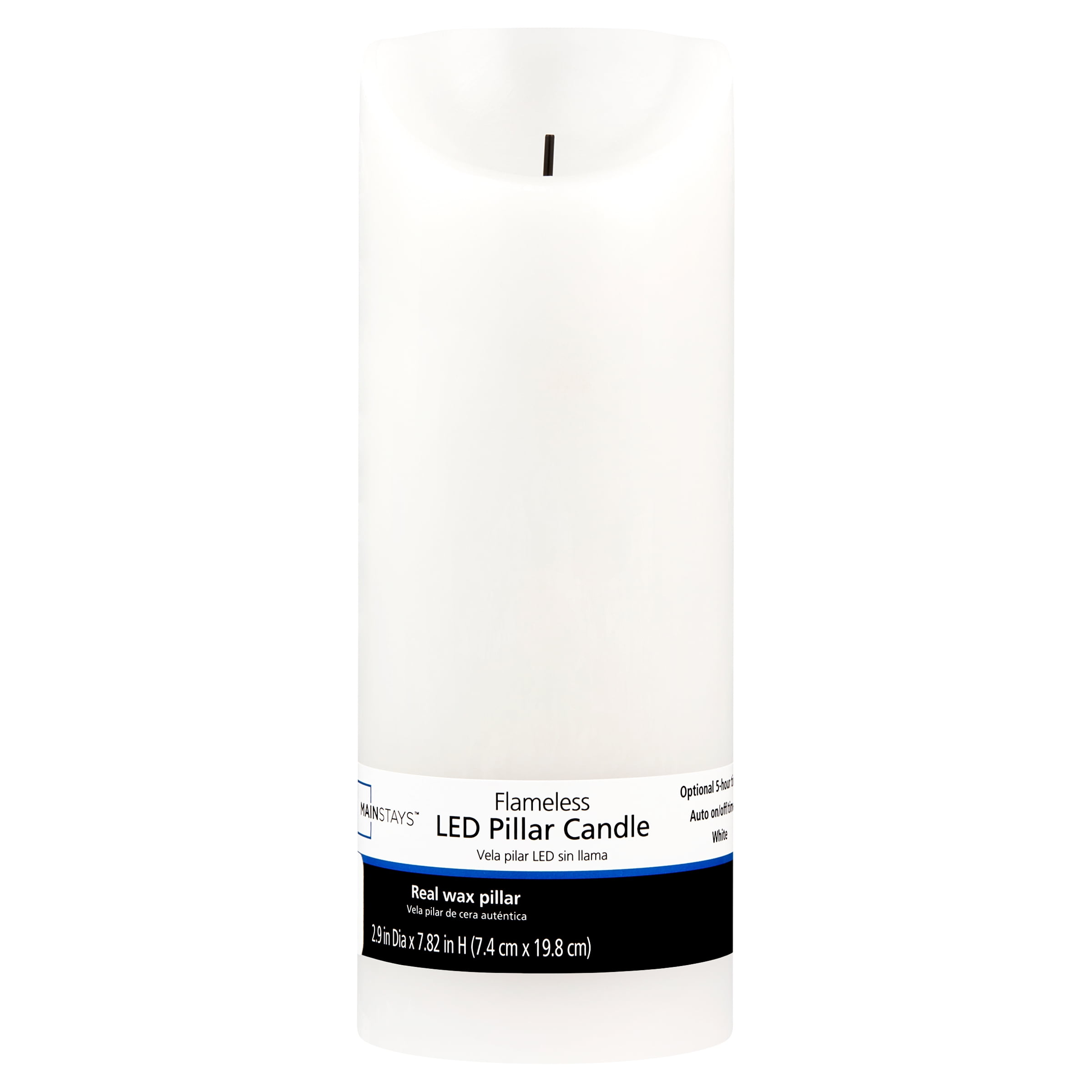 (3 pack) Mainstays Unscented Flameless LED Pillar Candle, White, 3 x 8 in