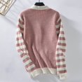 thumbnail image 4 of Ftwytp Sweaters for Women Clearance Fall Fashionable Striped Printing Contrasting Color Buttons Outwear Coats Knit Loose Fit Cardigan with Pockets, 4 of 7