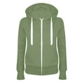thumbnail image 4 of Lovskoo 2024 Women's Full Zip Sweatshirt Fleece Jacket Long Sleeve Casual Hooded Slim Outerwear Coat Green, 4 of 5