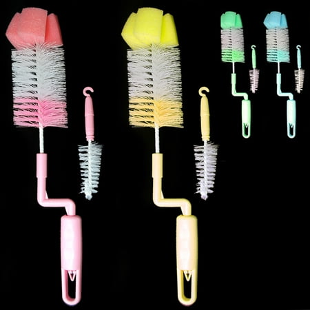 4PC Baby Bottle Cleaner Nipple Cleaning Brush Set Wash Cup Sponge Scrubbing