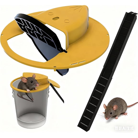 5 Gallon Automatic Reset Bucket Mouse Trap - Flip Cover Design Automatic Reset, Human & Pet Safe Rodent Trap for Mice