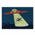 thumbnail image 1 of Outer Space Cutting Board, Distressed Graphic of an Alien Abduction of Human Science Fiction Image, Decorative Tempered Glass Cutting and Serving Board, Small Size, Blue and Yellow, by Ambesonne, 1 of 1
