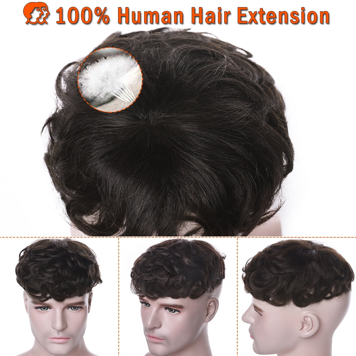 SEGO Human Hair Topper Clip in Hair Extension Hairpiece Hair Toupee with Hair Loss Thinning Hair Gray for Women/Men