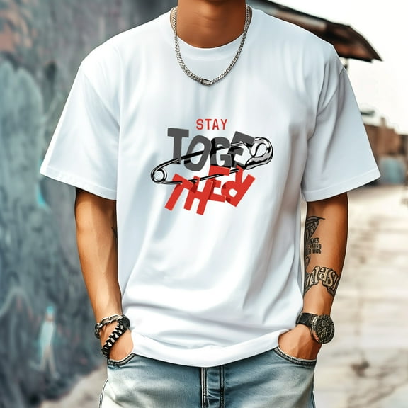 Men's T Shirt Round Neck Patterned Tee Summer New Sports Shirt Vintage Style Gift for Friends XS