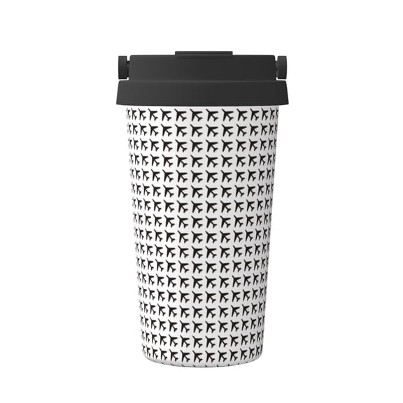 Logiee Airplane Print Stainless Steel Coffee Tumbler, Travel Coffee Mug, Insulated Coffee Mug with Lid, Spill Proof Coffee Cup, Portable Thermal Mug