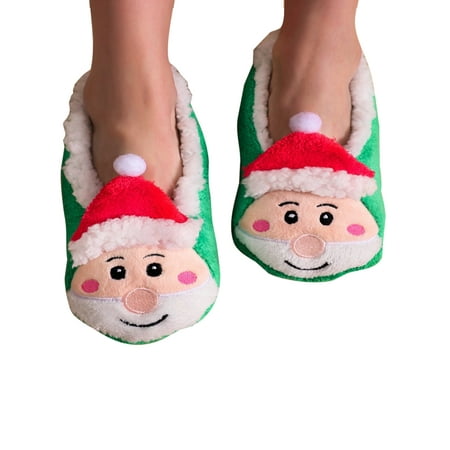 

Fangasis Ladies Lightweight House Slippers Cozy Anti-Slip Bedroom Comfort Fuzzy Slipper Socks Green Face Snowman 8.5-9