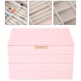thumbnail image 4 of 4 Layers PU Leather Ear Stud Ring Storage Box Detachable Jewelry Organizer CasePink, 4 of 14