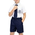 thumbnail image 2 of Odeerbi Chicos 3 Piezas Preppy Traje Insignia Bordado Camisa y Traje Pantalones Cortos Con Corbata Uniforme Escolar Conjunto Traje Formal Caballero, 2 of 9